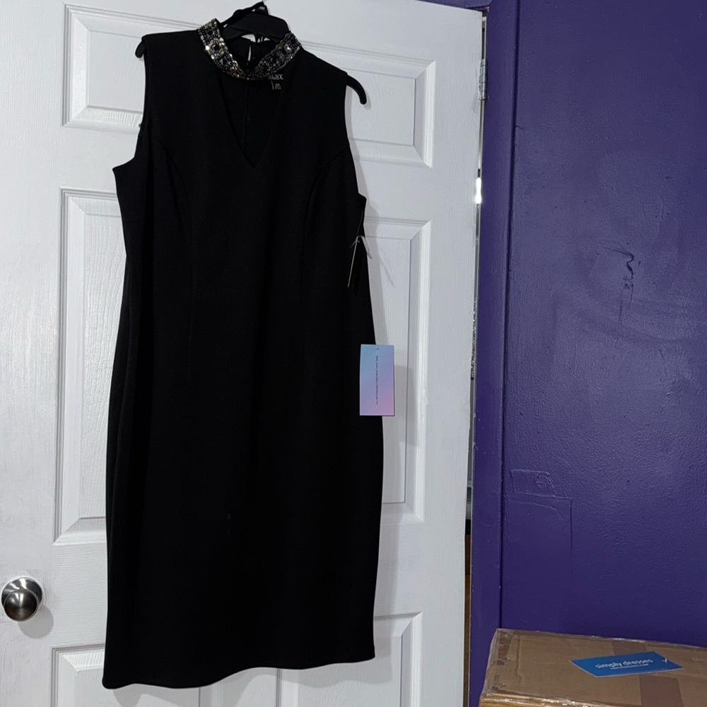 Brand New With Tags Little Black Dress With Sequence, Neck Detail